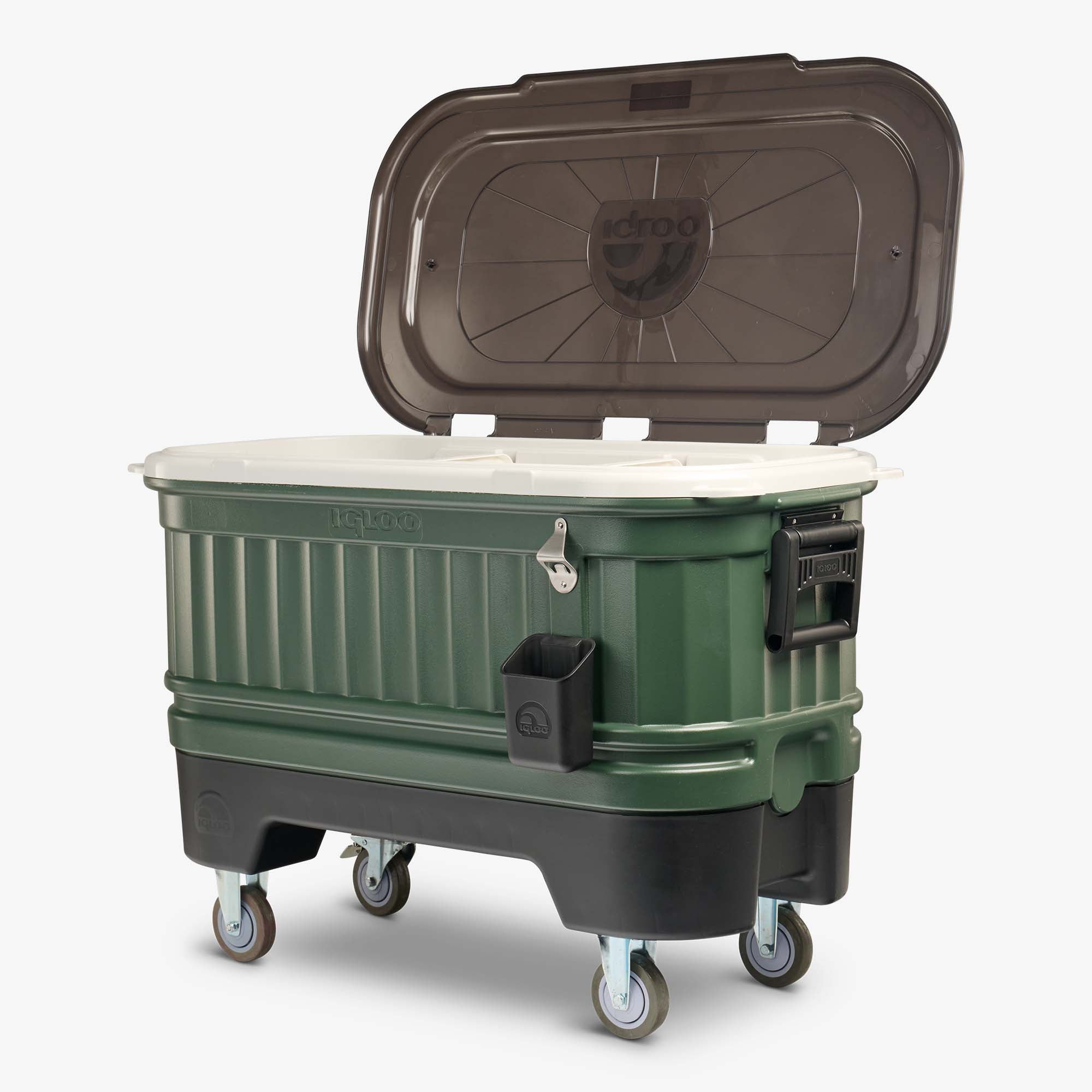 Party Bar 125 Qt Cooler E4 - Oil Green - Open View