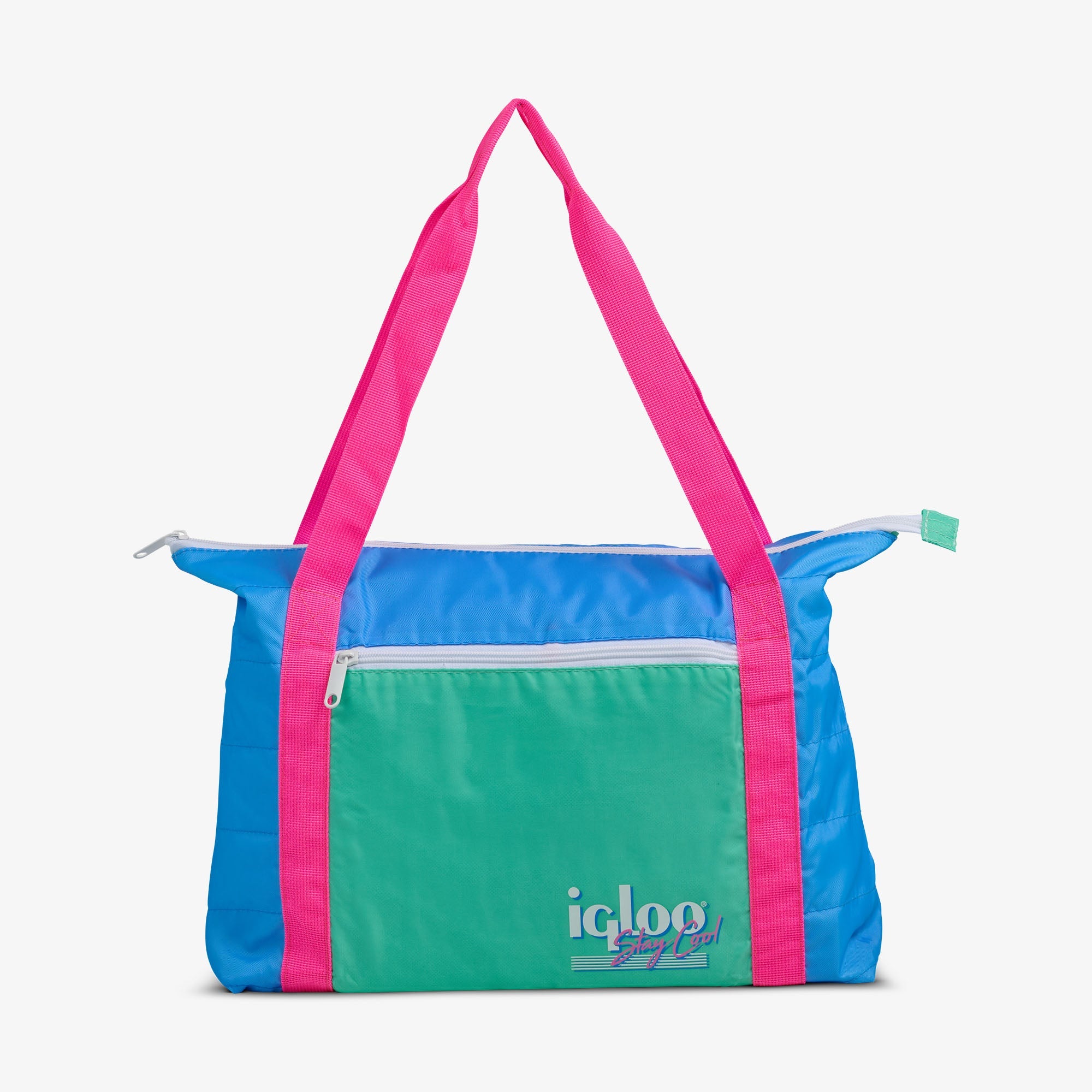 Retro Packable Puffer 20-Can Cooler Bag N2 - Carolina Blue - Front View