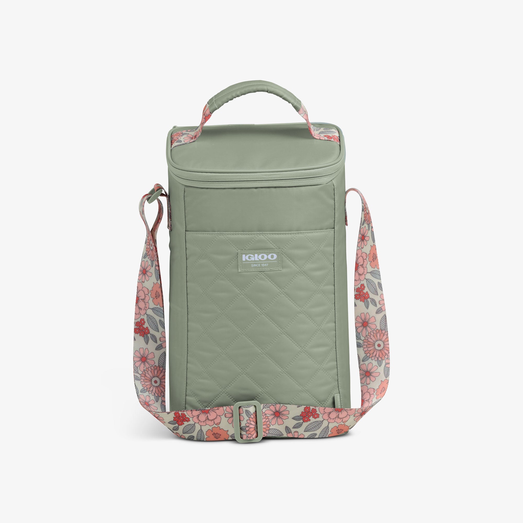Floral MaxCold® DUO Vertical Crossbody Cooler Bag Y0 - Sage - Front View