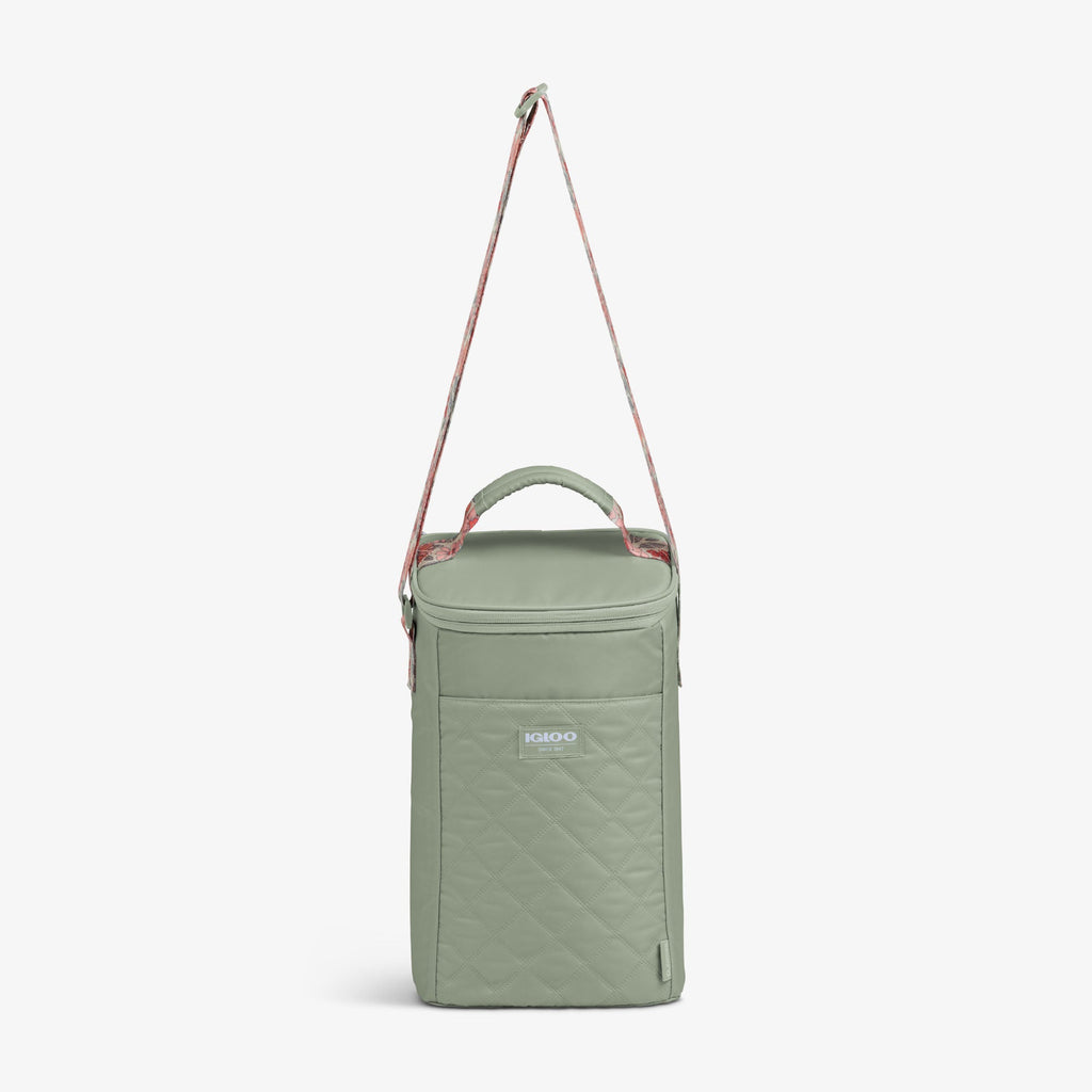 Floral MaxCold® DUO Vertical Crossbody Cooler Bag Y0 - Sage - Strap View