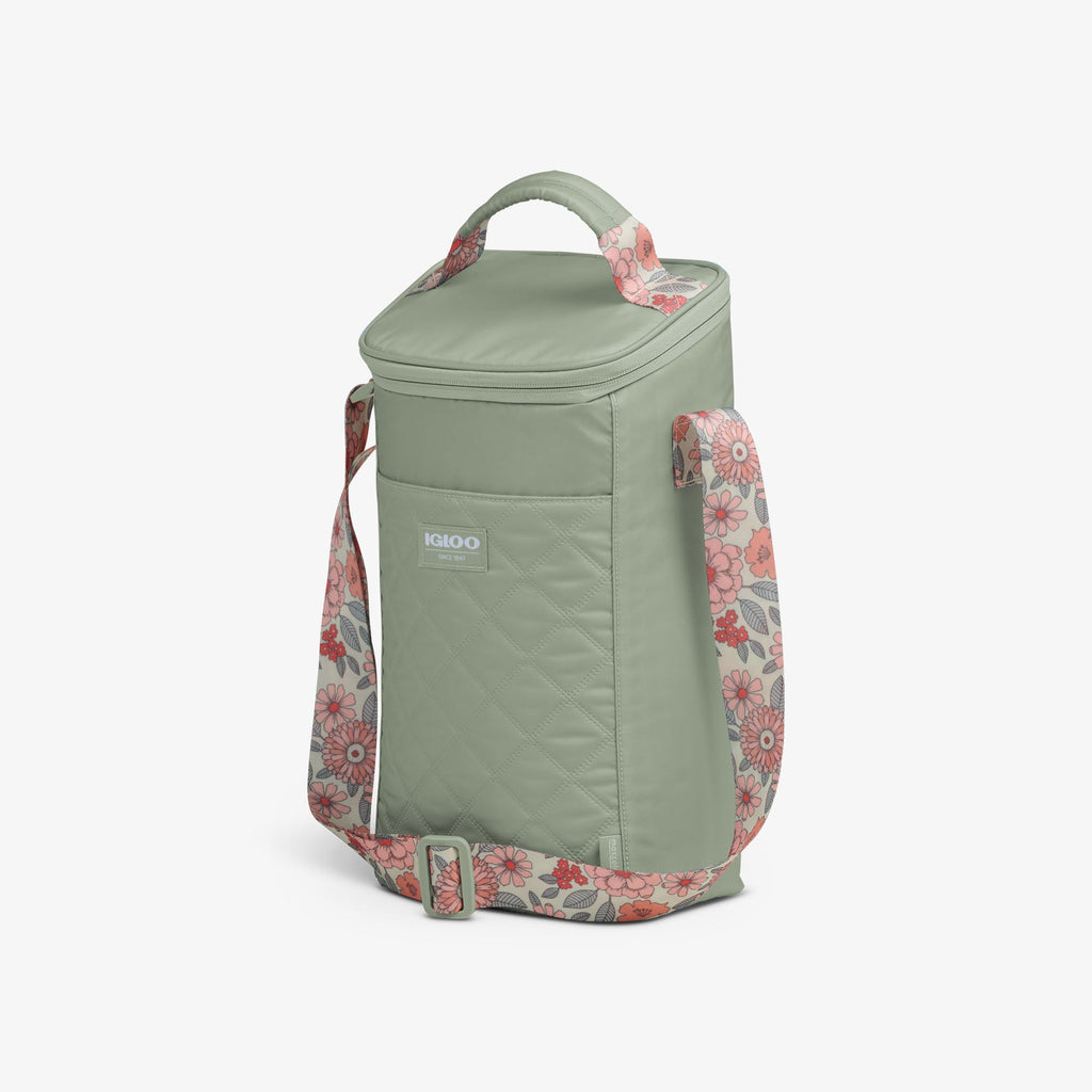 Floral MaxCold® DUO Vertical Crossbody Cooler Bag Y0 - Sage - Product View