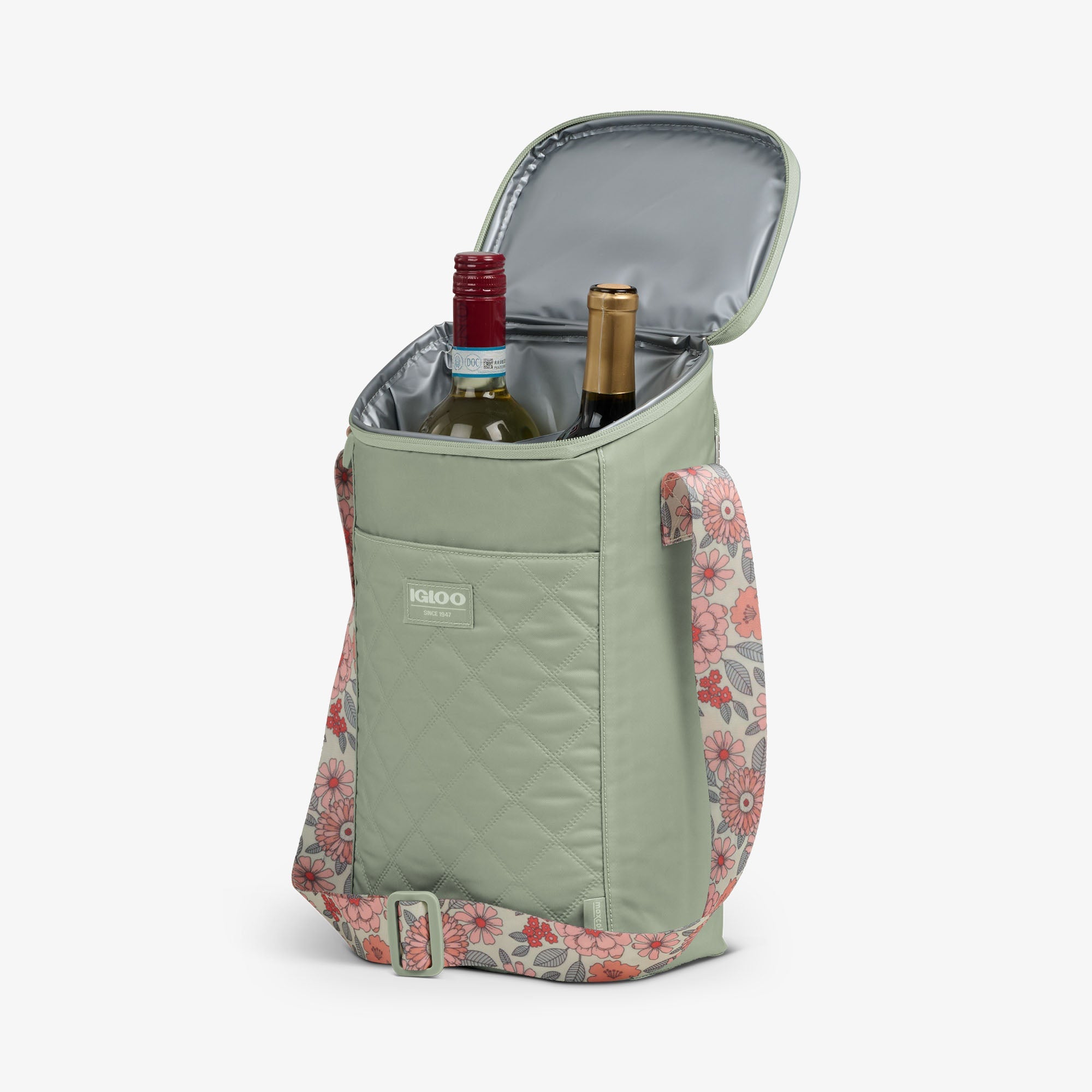 Floral MaxCold® DUO Vertical Crossbody Cooler Bag Y0 - Sage - Product View