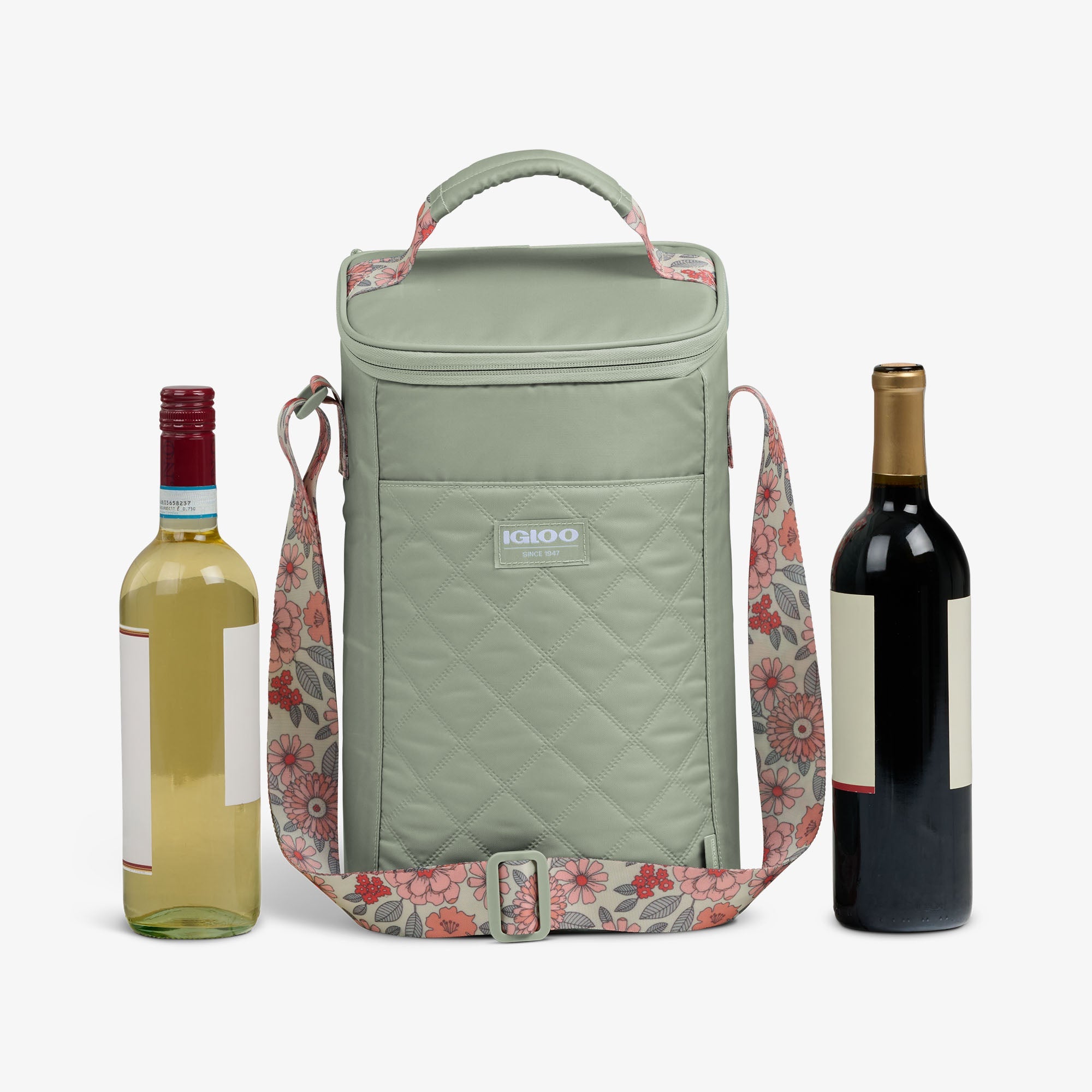 Floral MaxCold® DUO Vertical Crossbody Cooler Bag Y0 - Sage - Product View