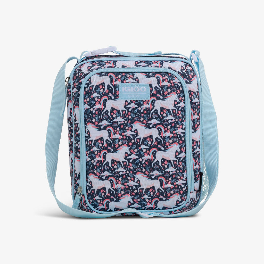 Kids Lunch Vertical Cooler + Bento Box X0 - Unicorns - Front View