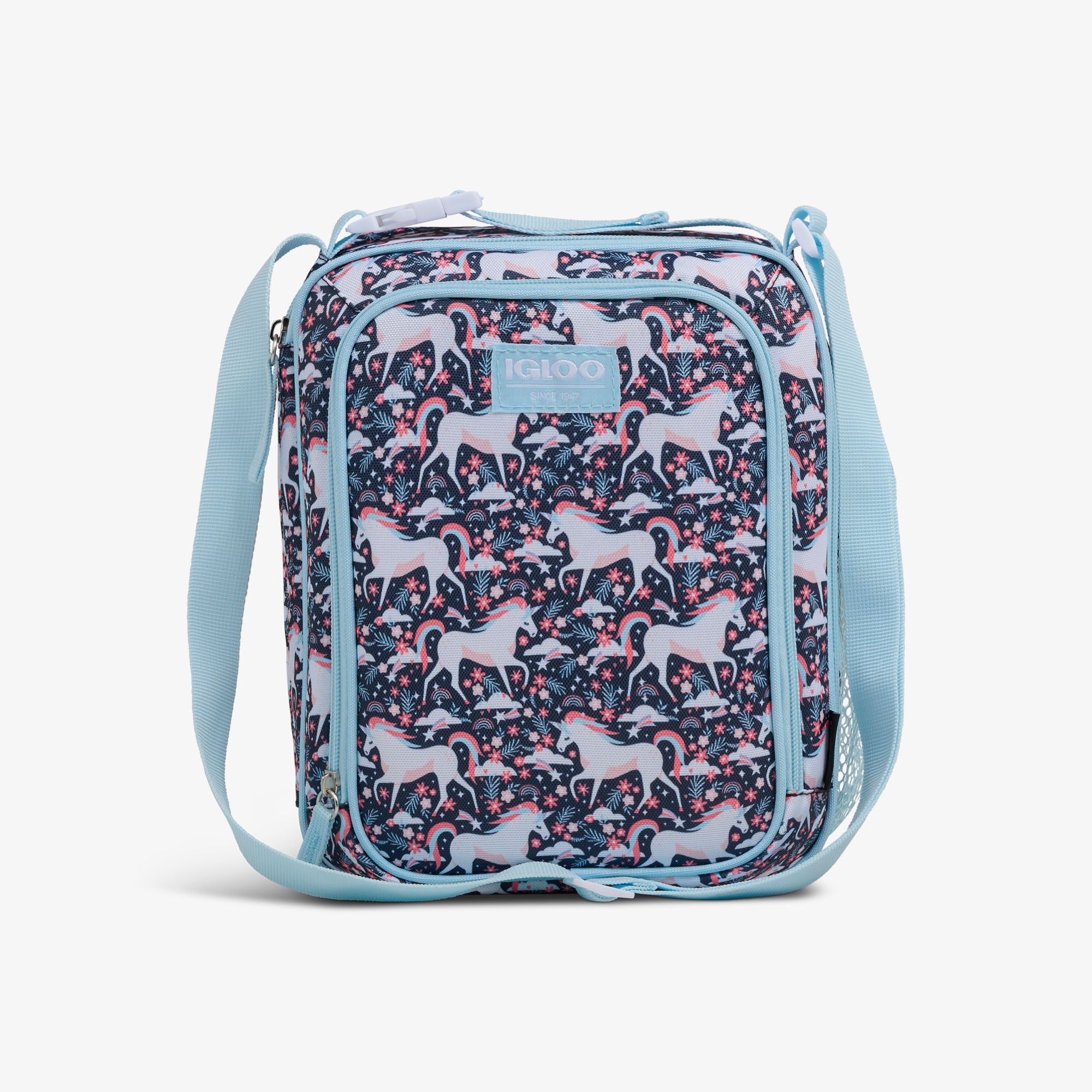 Kids Lunch Vertical Cooler + Bento Box X0 - Unicorns - Front View