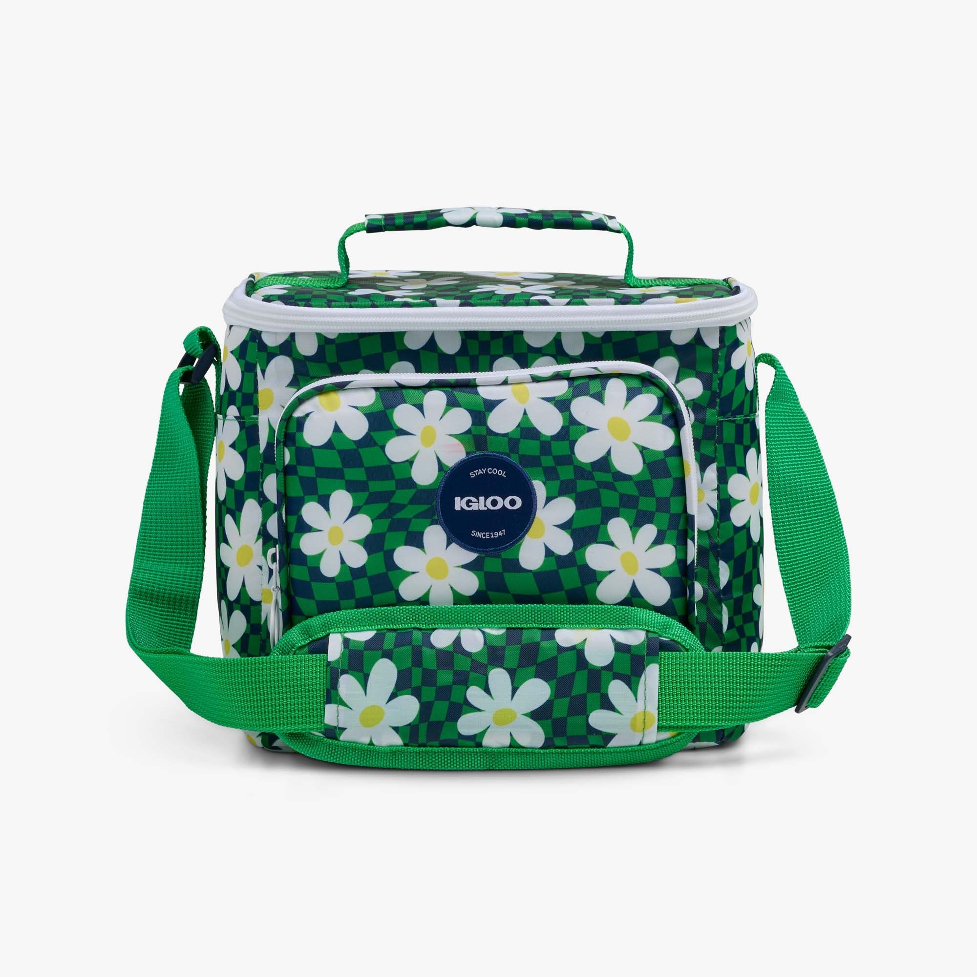 Retro Square Lunch Bag S4 - Psychedelic Daisy - Front View