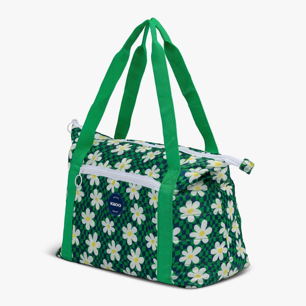 Retro Packable Puffer 20-Can Cooler Bag N2 - Psychedelic Daisy - Product View