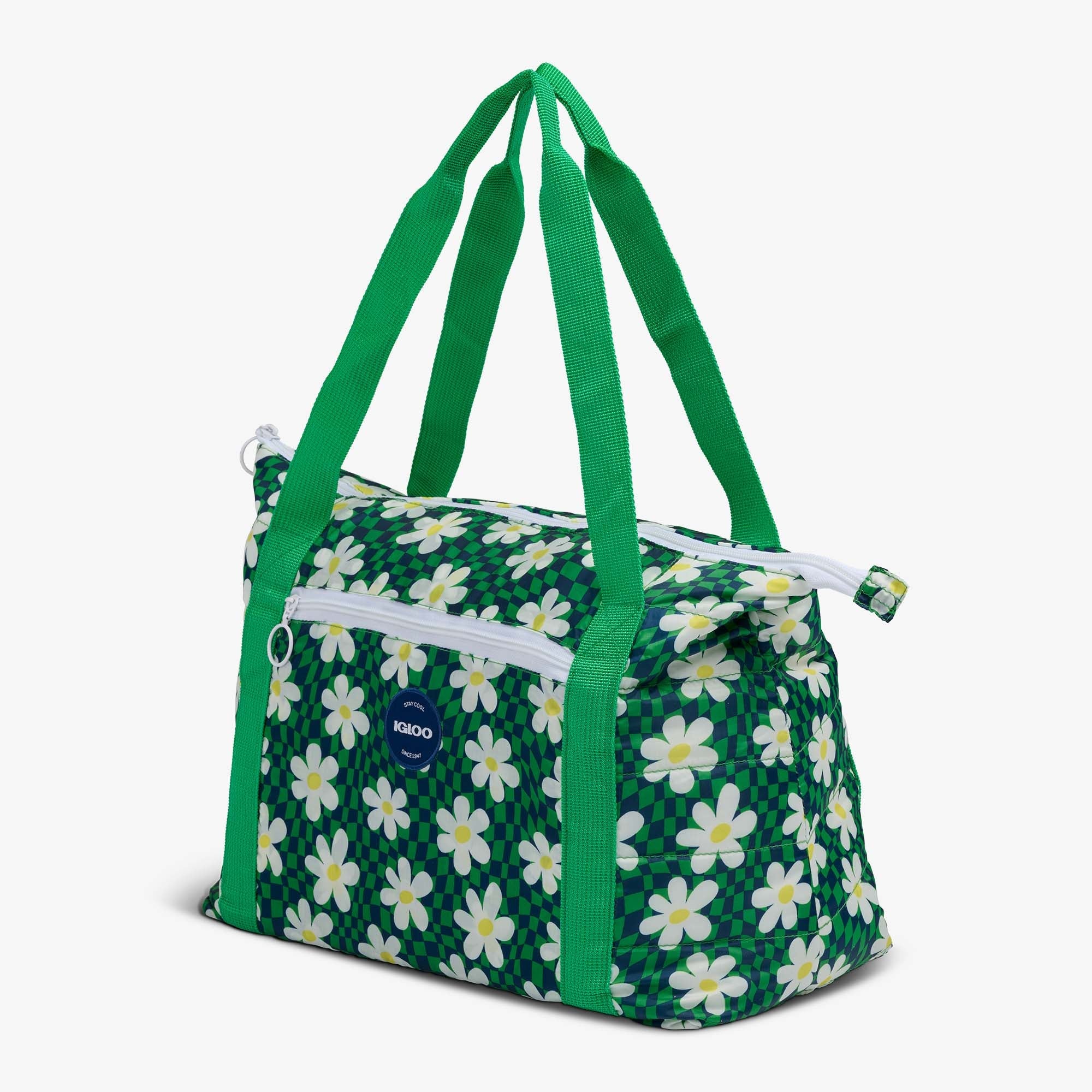Retro Packable Puffer 20-Can Cooler Bag N2 - Psychedelic Daisy - Product View