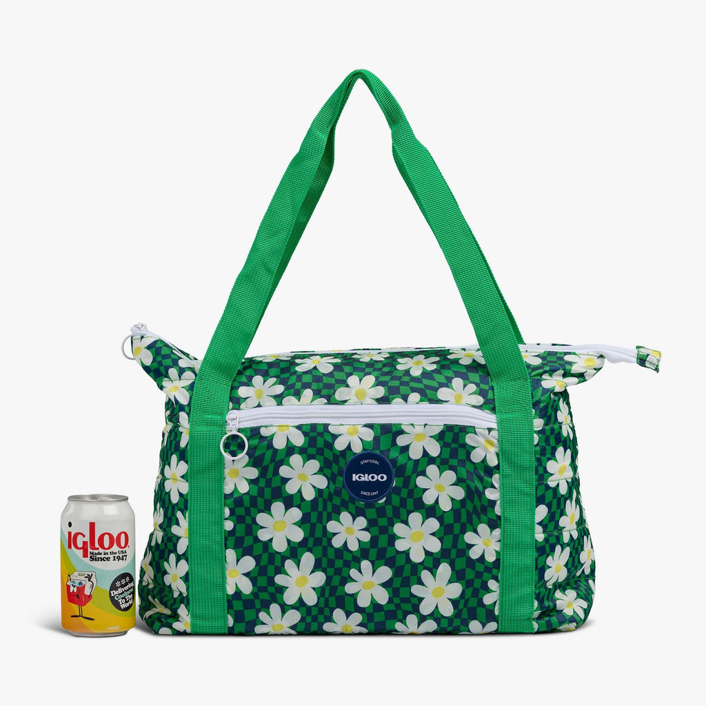 Retro Packable Puffer 20-Can Cooler Bag N2 - Psychedelic Daisy - Size View