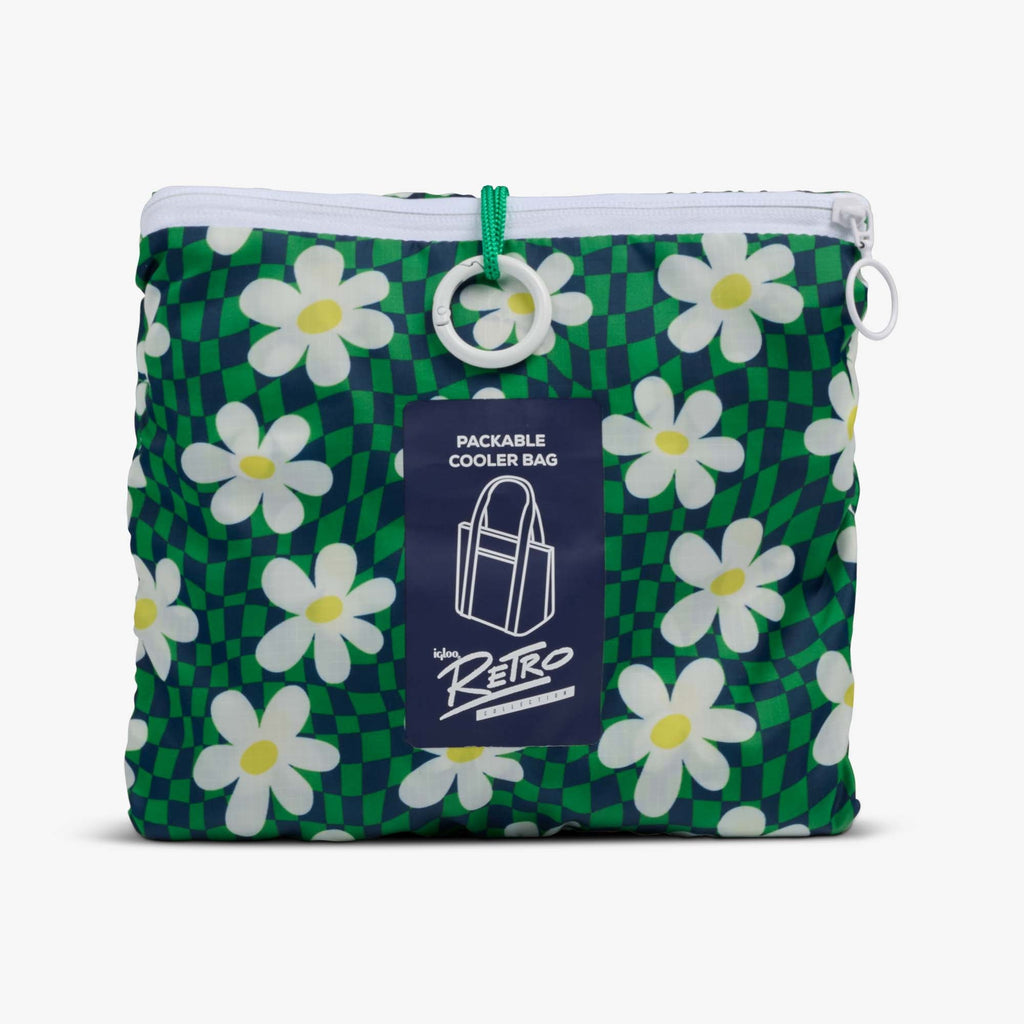 Retro Packable Puffer 20-Can Cooler Bag N2 - Psychedelic Daisy - Product View