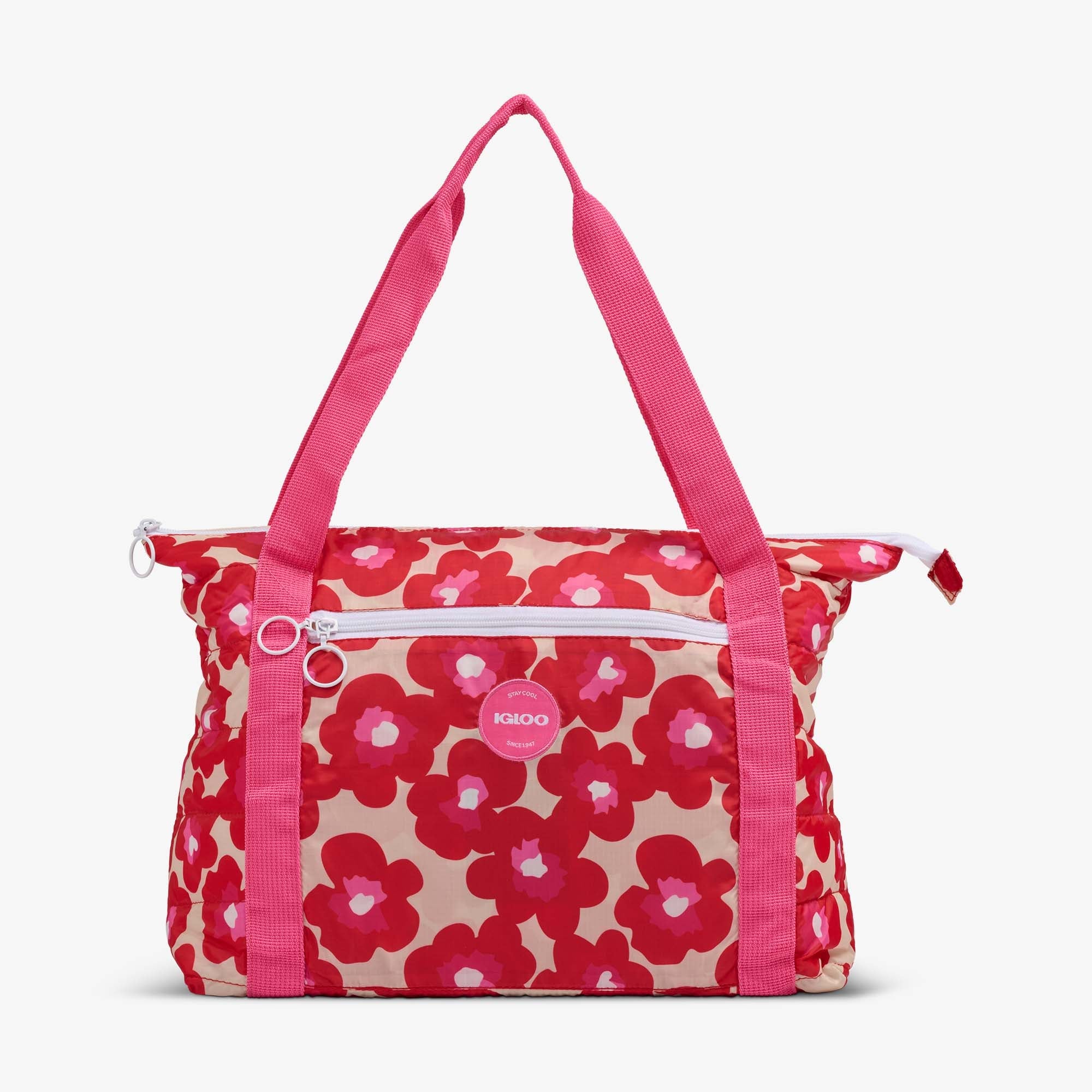 Retro Packable Puffer 20-Can Cooler Bag N2 - Mod Floral - Front View