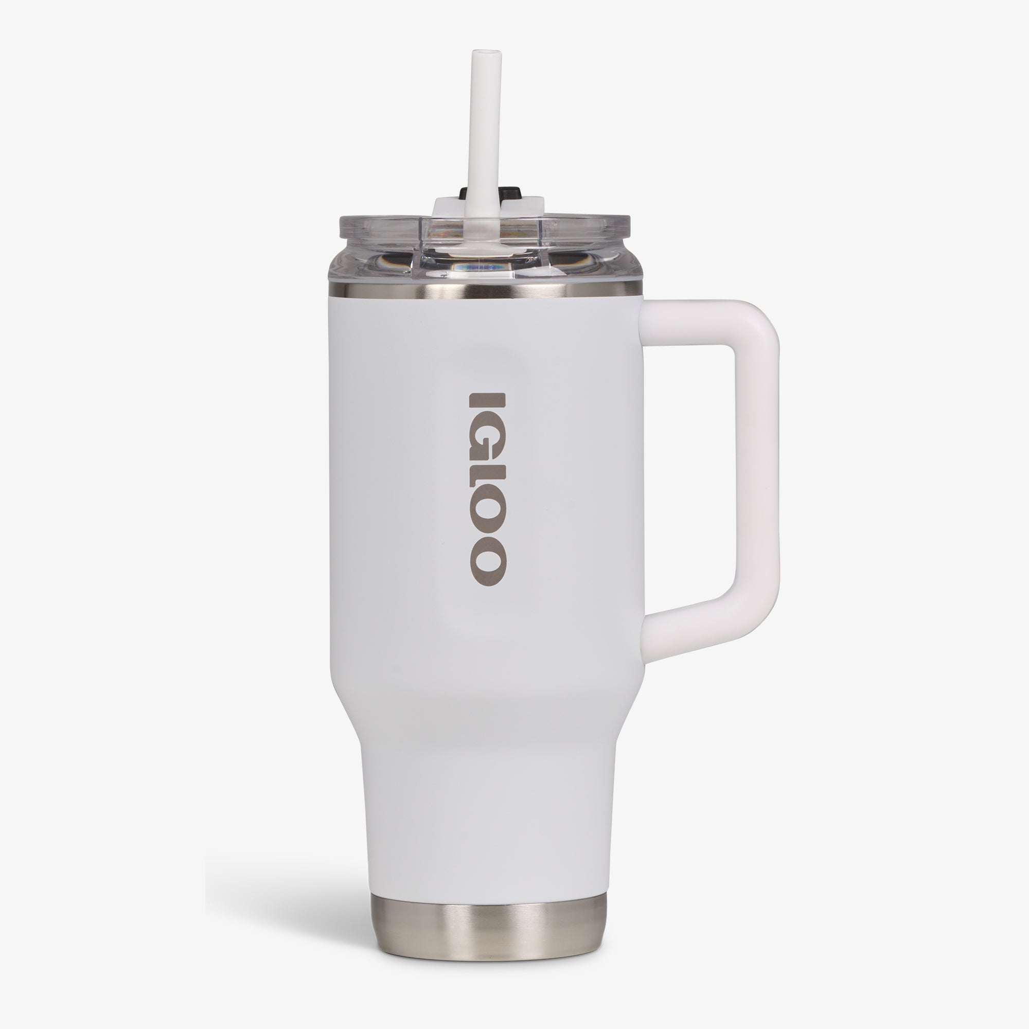 32 Oz Flip ‘n’ Sip Travel Mug C6 - White - White - Custom - Strap View