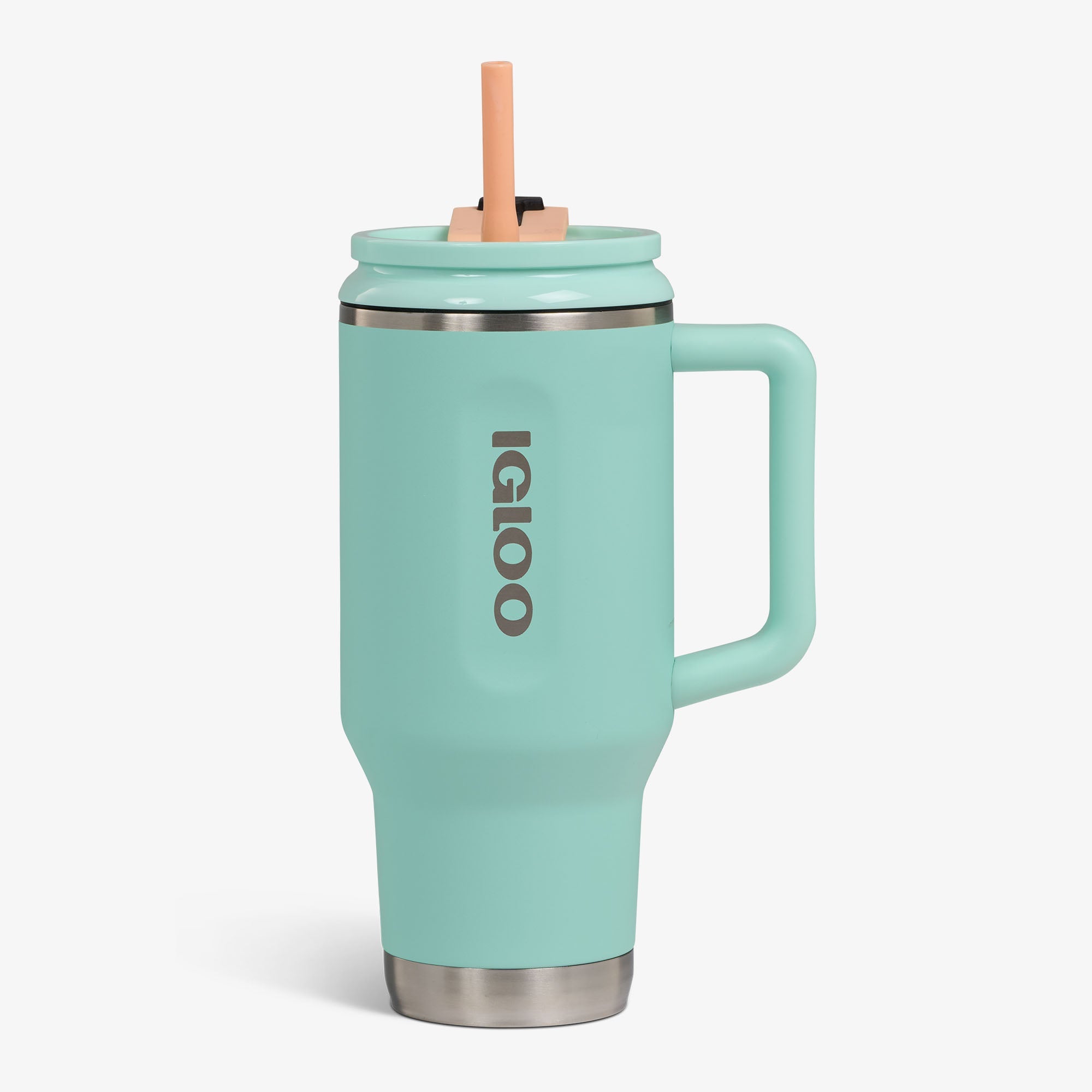 32 Oz Flip ‘n’ Sip Travel Mug C6 - Seafoam Green - Seafoam Green - Custom - Strap View