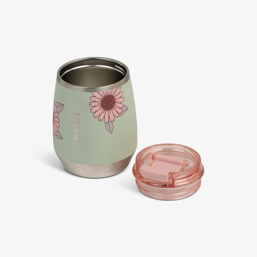 Floral 10 Oz Wine Tumbler U4 - Sage - Open View