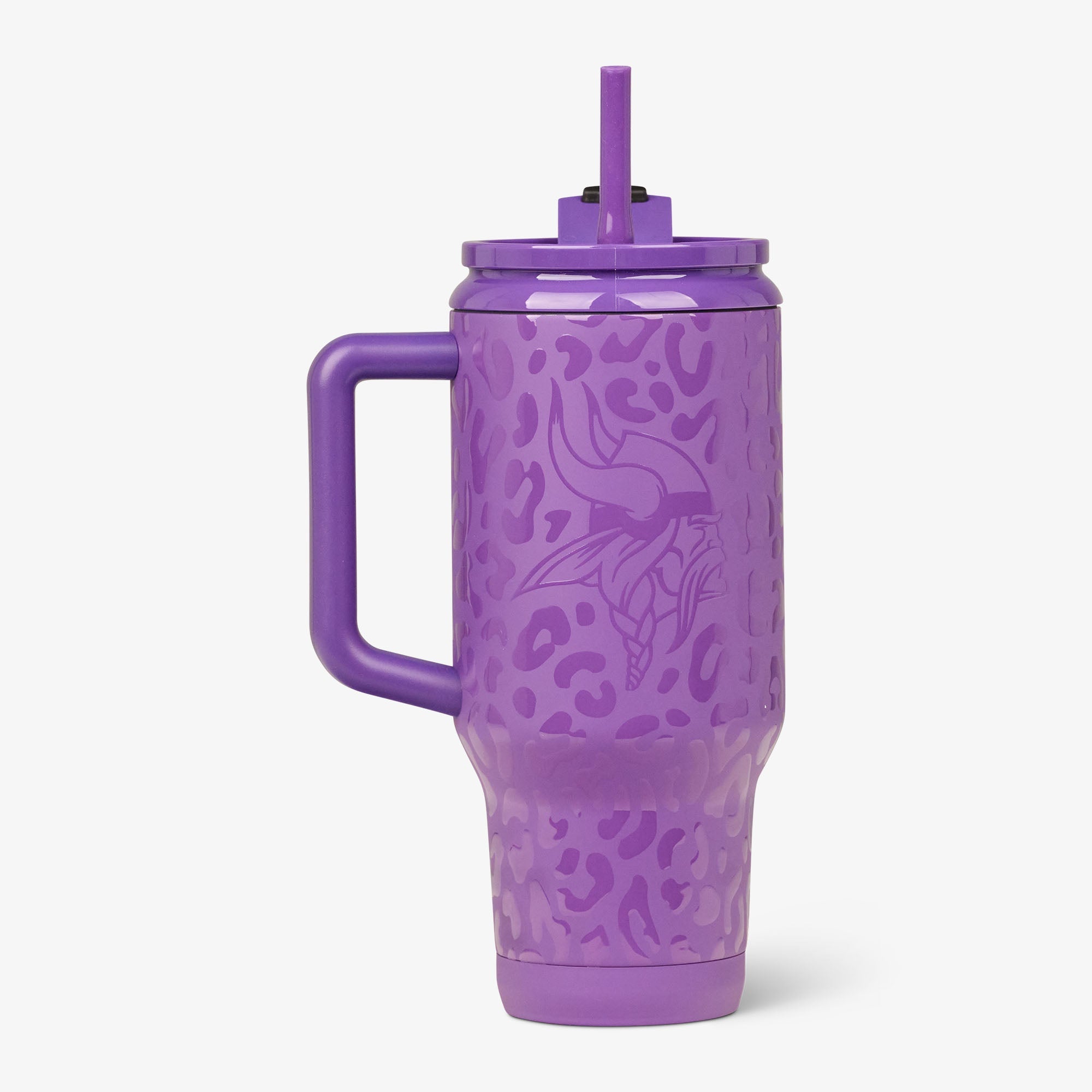 NFL 32 Oz Leopard Flip ‘n’ Sip Travel Mug G6 - Vikings - Product View