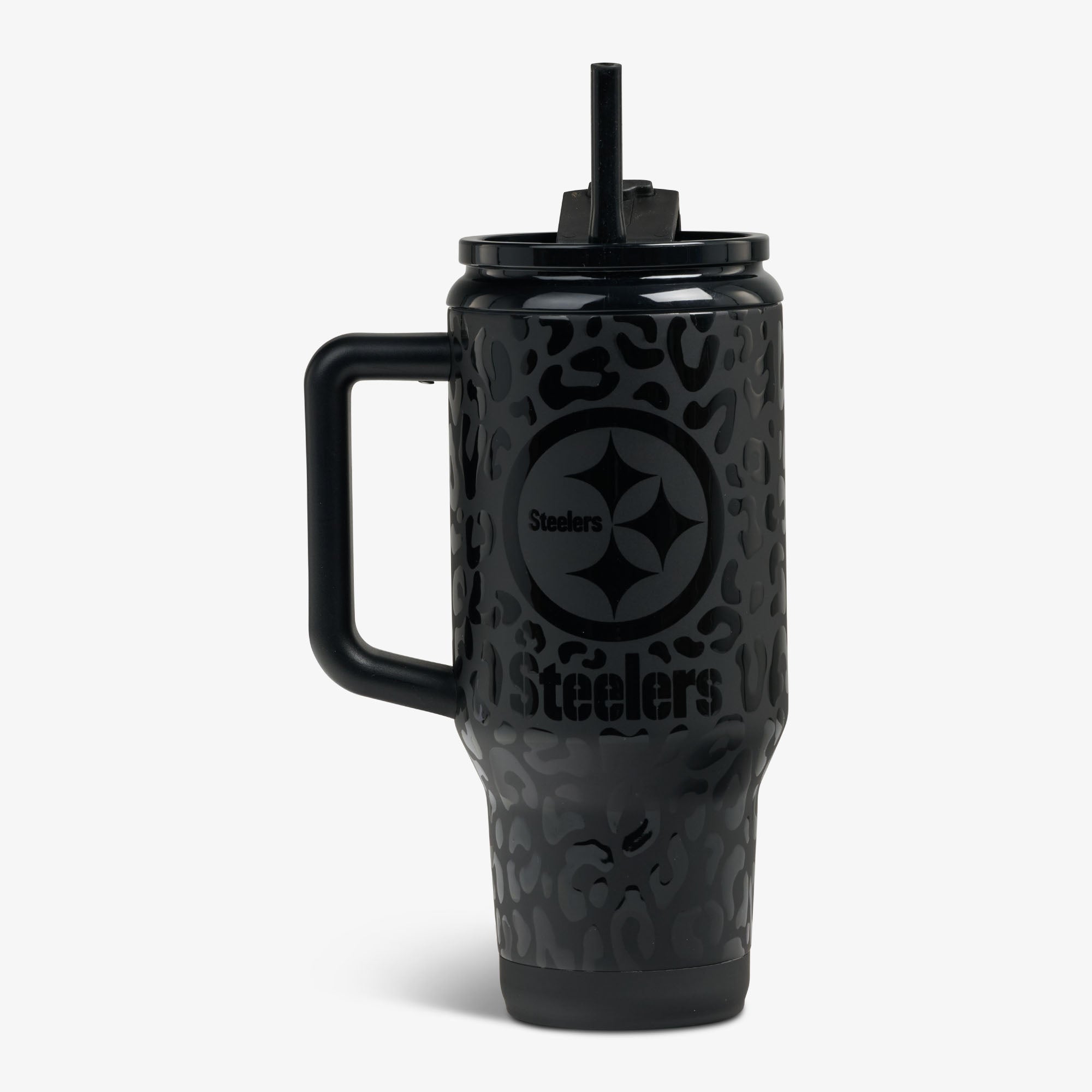 NFL 32 Oz Leopard Flip ‘n’ Sip Travel Mug G6 - Steelers - Product View