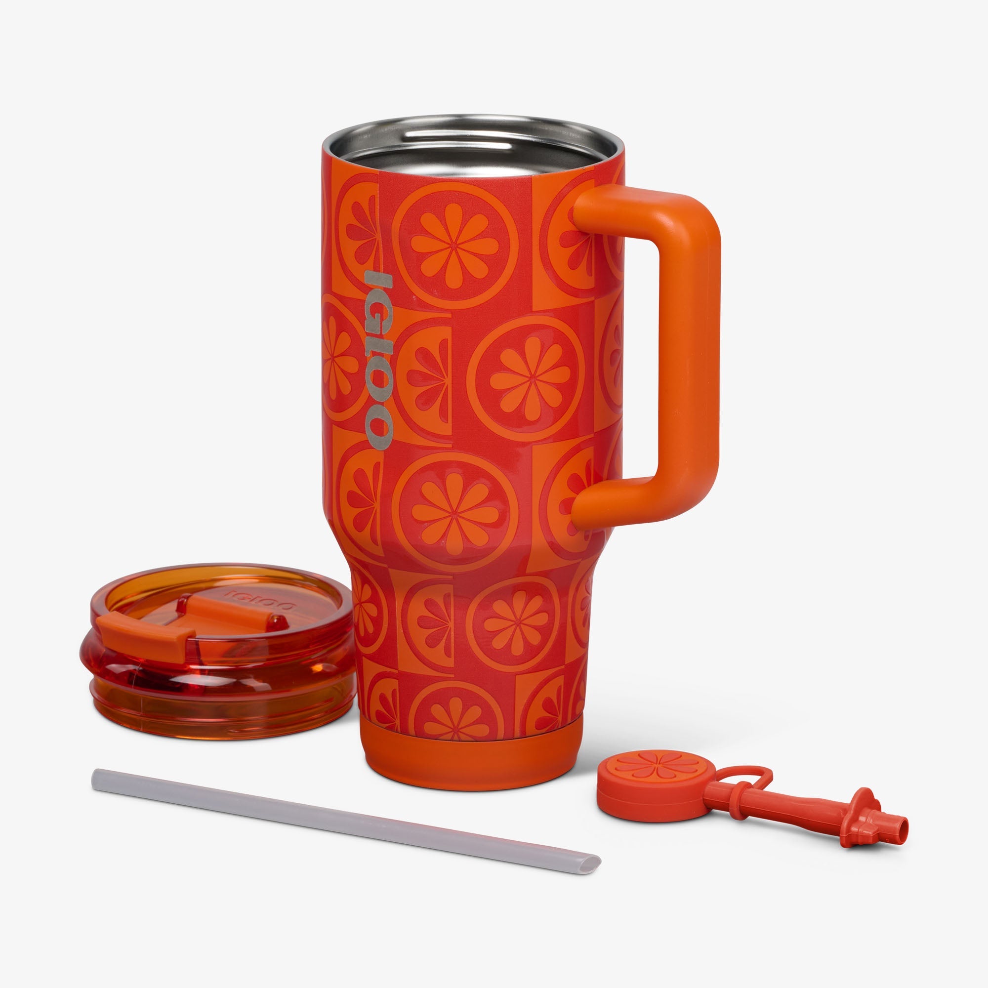 32 Oz Flip ‘n’ Sip Travel Mug C6 - Orange - Open View