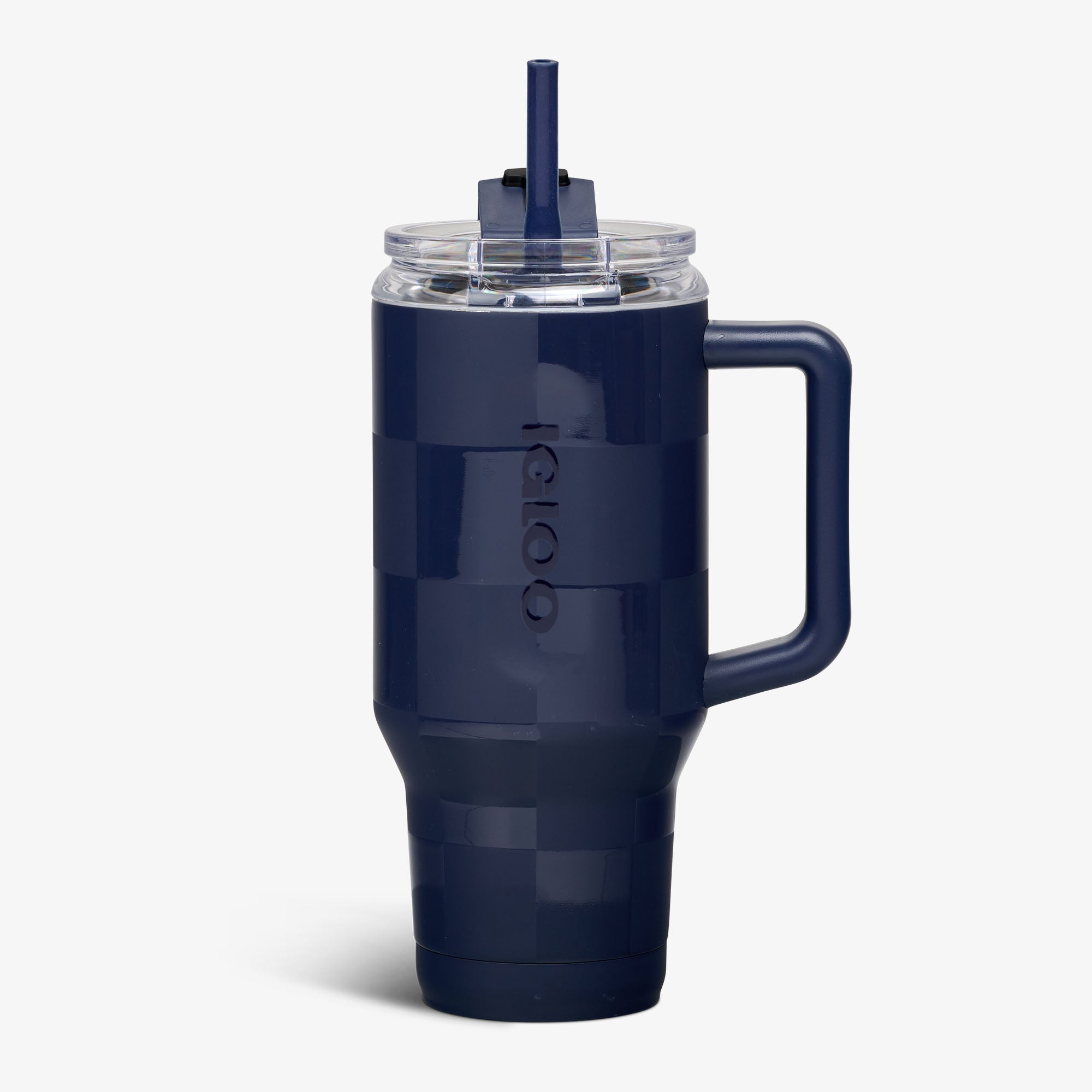32 Oz Flip ‘n’ Sip Travel Mug C6 - Navy Check - Front View