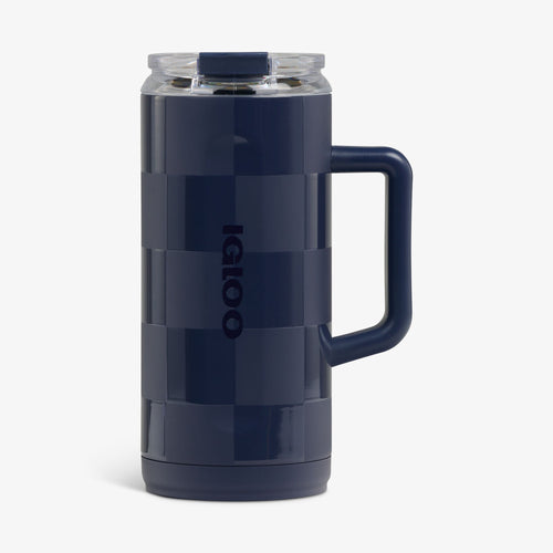 1L Beer Mug Y7 - Navy Check - Front View