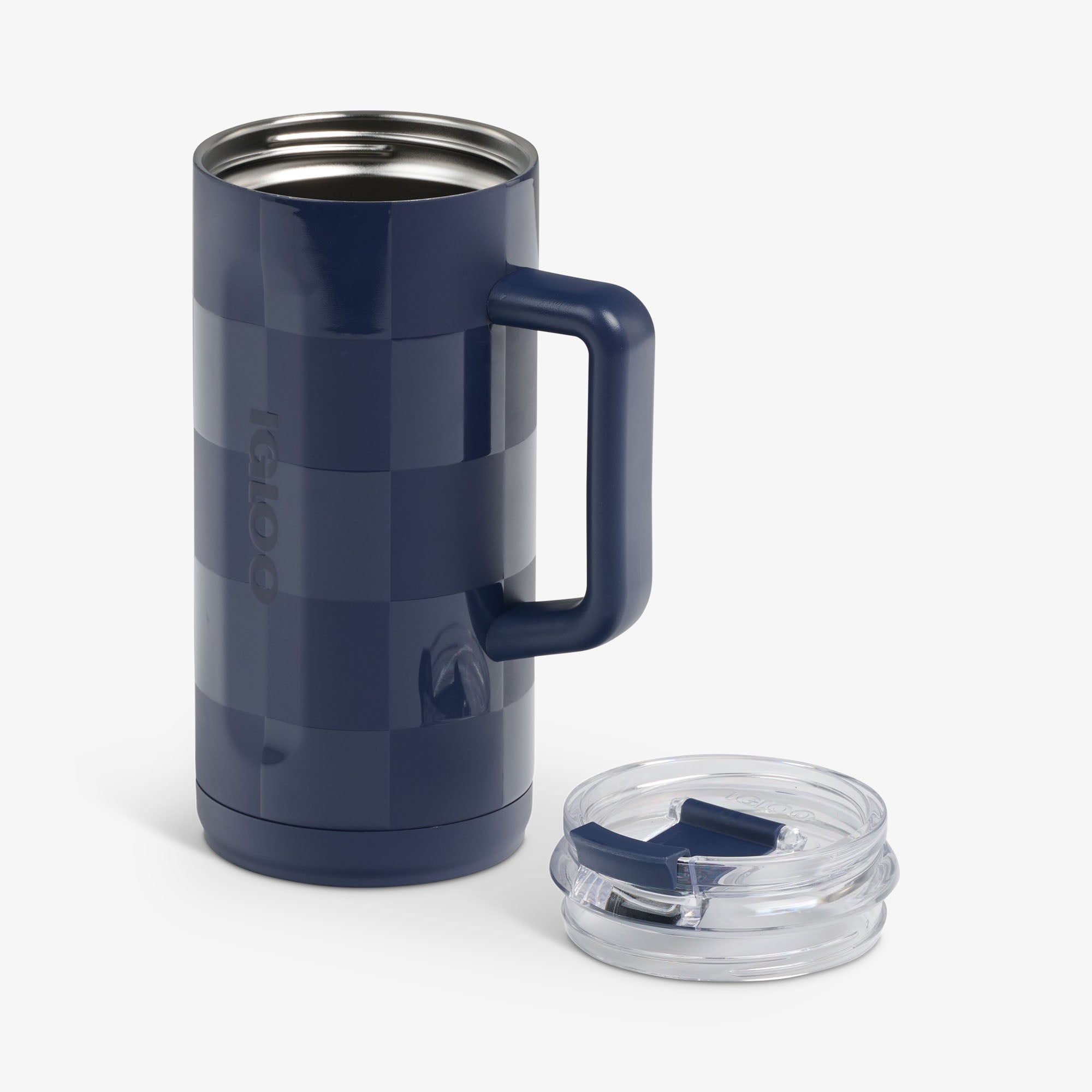 1L Beer Mug Y7 - Navy Check - Open View